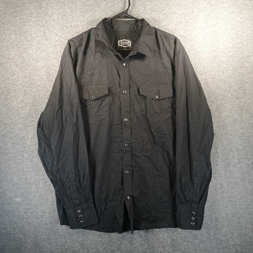 Gibson Trading Co Shirt Men's XL Black Long Sleeve Pearl Snap Cowboy Country‎